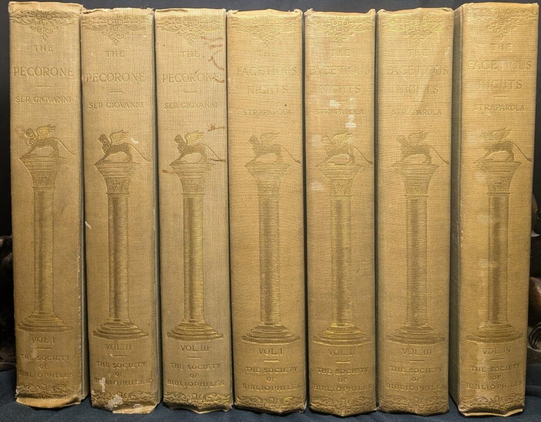 Item #006743 The Facetious Nights of Straparola, and The Pecorone of Ser Giovanni (7 Volumes). Giovanni Francesco Straparola Da Caravaggio, Ser Giovanni | W. G. Waters, trans.